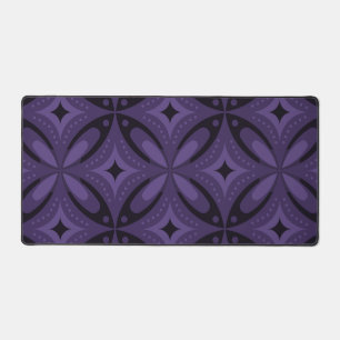 Dark Purple Coloured Retro Pattern Desk Mat