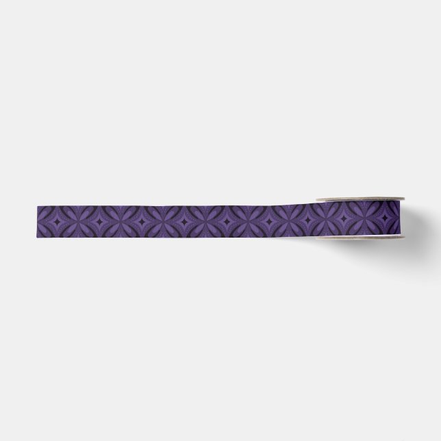 Dark Purple Coloured Retro Pattern Grosgrain Ribbon (Front)