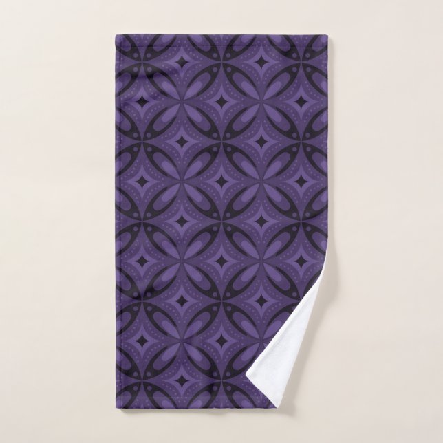 Dark Purple Coloured Retro Pattern Hand Towel (Hand Towel)