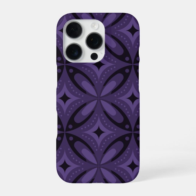 Dark Purple Coloured Retro Pattern iPhone Case (Back)
