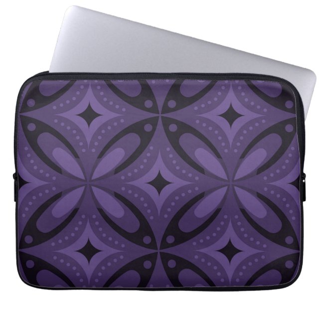 Dark Purple Coloured Retro Pattern Laptop Sleeve (Front)