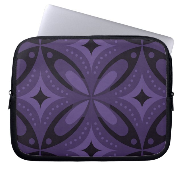 Dark Purple Coloured Retro Pattern Laptop Sleeve (Front)