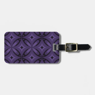 Dark Purple Coloured Retro Pattern Luggage Tag