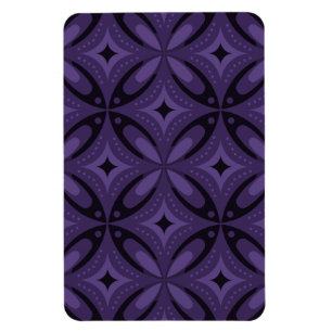 Dark Purple Coloured Retro Pattern Magnet