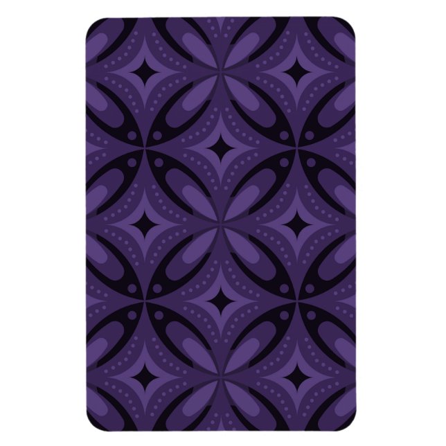 Dark Purple Coloured Retro Pattern Magnet (Vertical)