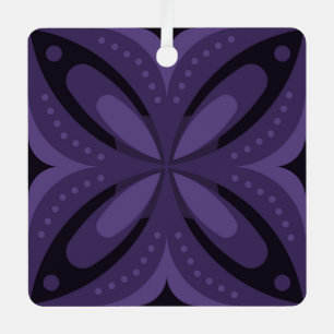 Dark Purple Coloured Retro Pattern Metal Tree Decoration