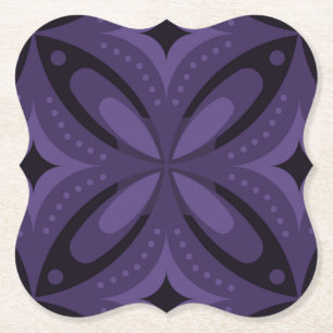 Dark Purple Coloured Retro Pattern Paper Coaster