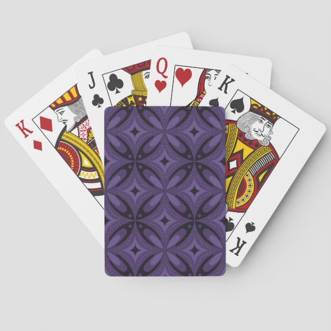 Dark Purple Coloured Retro Pattern Playing Cards (Back)