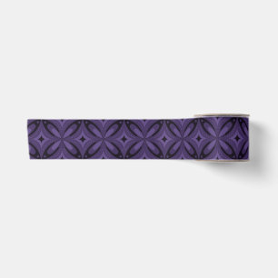 Dark Purple Coloured Retro Pattern Satin Ribbon