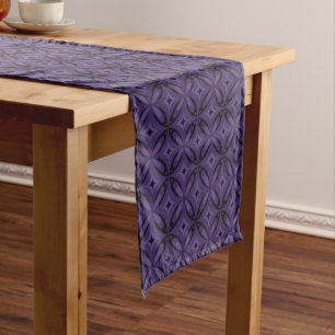 Dark Purple Coloured Retro Pattern Short Table Runner