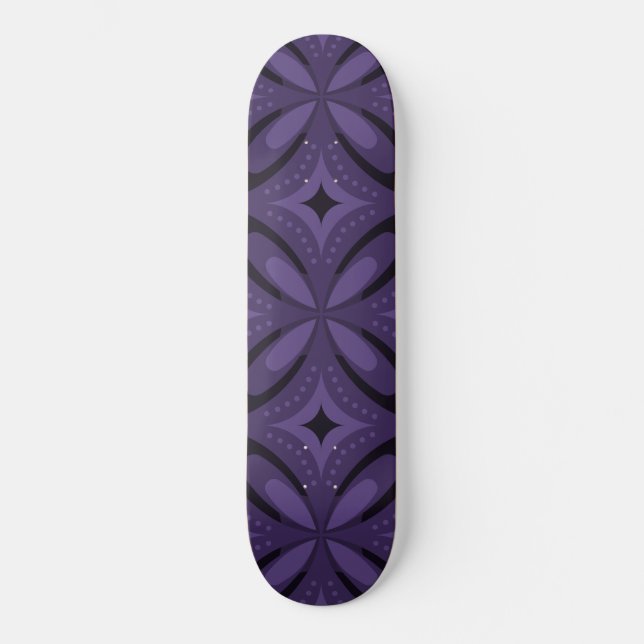 Dark Purple Coloured Retro Pattern Skateboard (Front)