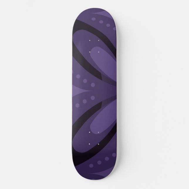 Dark Purple Coloured Retro Pattern Skateboard (Front)