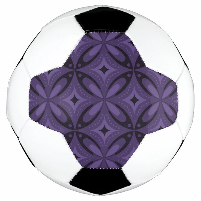 Dark Purple Coloured Retro Pattern Soccer Ball (Front)