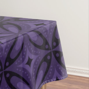 Dark Purple Coloured Retro Pattern Tablecloth