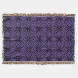 Dark Purple Coloured Retro Pattern Throw Blanket