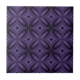 Dark Purple Coloured Retro Pattern Tile