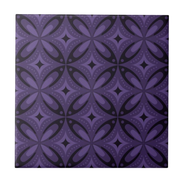 Dark Purple Coloured Retro Pattern Tile (Front)