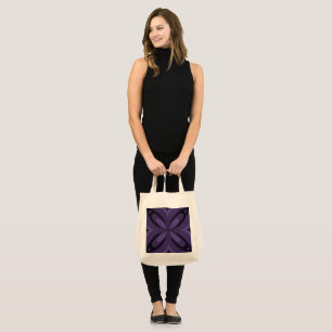 Dark Purple Coloured Retro Pattern Tote Bag
