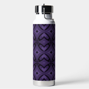 Dark Purple Coloured Retro Pattern Water Bottle