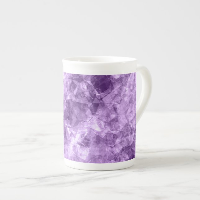 Dark Purple Crumpled Texture Bone China Mug (Front Right)