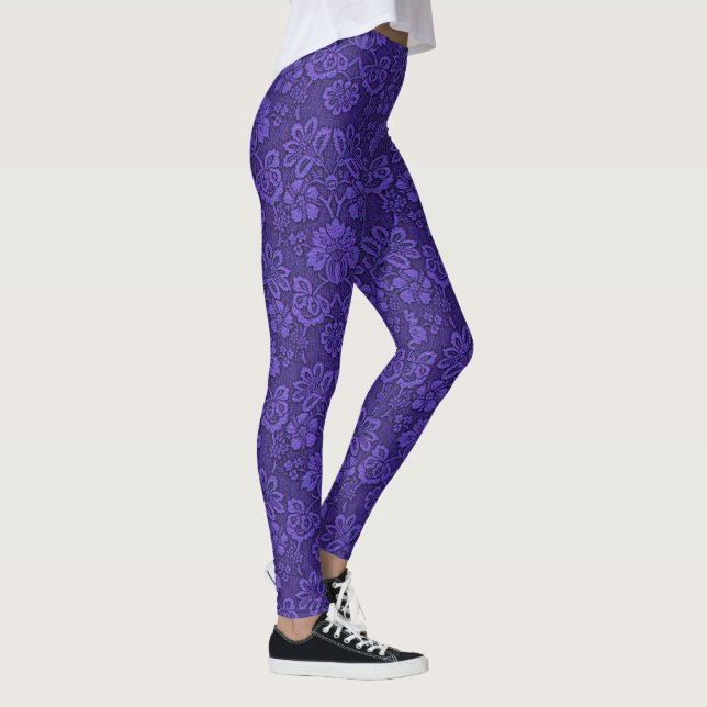 Dark Purple Damask Leggings (Right)