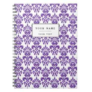 DARK PURPLE DAMASK PATTERN 2 SPIRAL NOTEBOOK