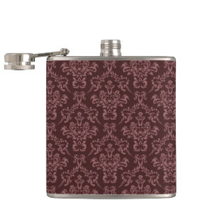 Dark Purple Damask Pattern Hip Flask