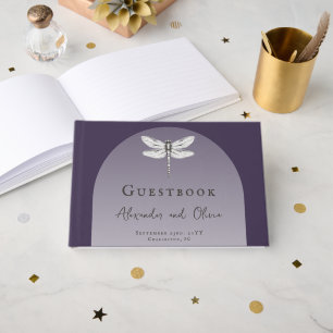 Dark Purple Dragonfly Wedding Guest Book