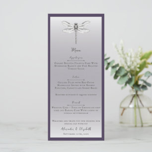 Dark Purple Dragonfly Wedding Menu