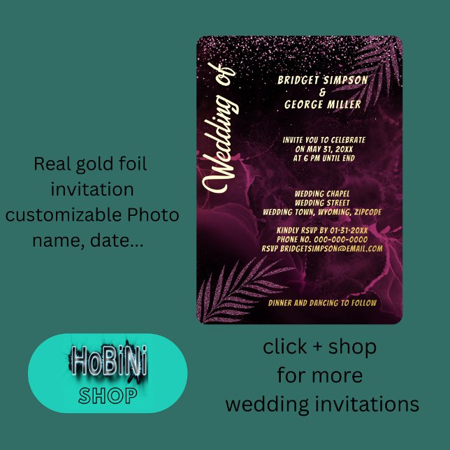 dark purple elegant classy wedding (dark purple elegant classy wedding  foil invitation)