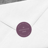 Dark Purple Family Name Return Address Modern