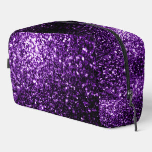 Dark purple faux glitter sparkles dopp kit
