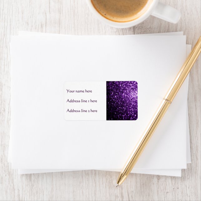 Dark Purple faux glitter sparkles Personalise Label (Insitu)