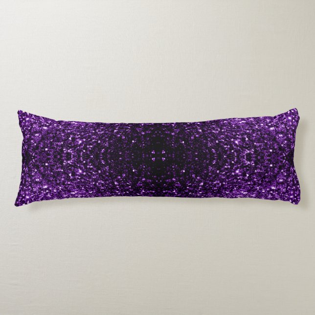 Dark Purple faux shiny glitter sparkles Body Cushion (Front)
