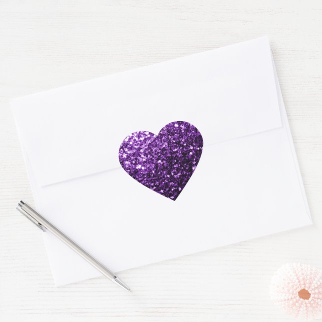 Dark Purple faux shiny glitter sparkles Heart Sticker (Envelope)