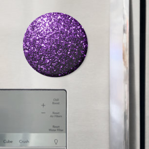 Dark Purple faux shiny glitter sparkles Magnet