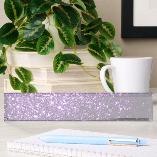Dark Purple faux shiny glitter sparkles Nameplate