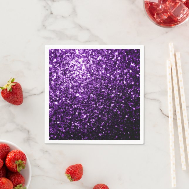 Dark Purple faux shiny glitter sparkles Napkin (Insitu)