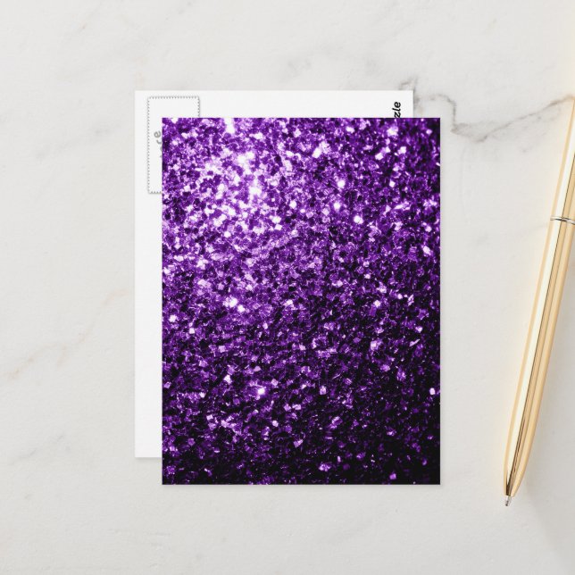Dark Purple faux shiny glitter sparkles Postcard (Front/Back In Situ)