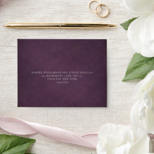 Dark Purple Fine Art Floral Elegant RSVP Wedding Envelope