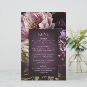 Dark Purple Fine Art Floral Wedding Menu
