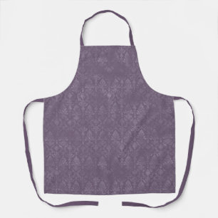Dark Purple Floral Damask Pattern - Apron