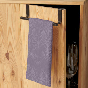 Dark Purple Floral Damask Pattern - Kitchen Towel