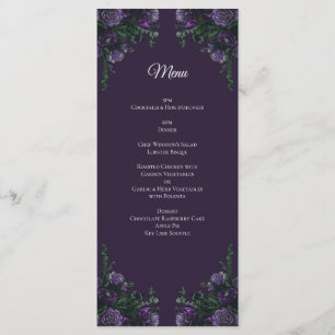 Dark Purple Floral Elegant Wedding Gothic Menu
