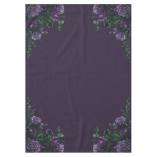 Dark Purple Floral Elegant Wedding Gothic Tablecloth