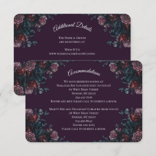 Dark Purple Floral Elegant Wedding Maroon Enclosure Card