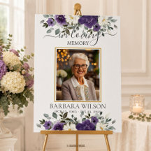 Dark Purple Floral Funeral Memorial Picture Photo