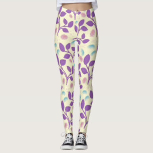 Dark Purple Floral Pattern   Aesthetic Seamless  Leggings