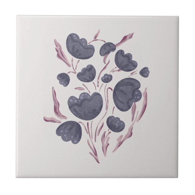 Dark Purple Flower Aesthetic Tile (Front)