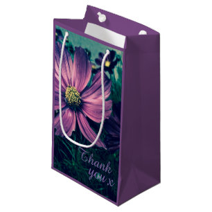 Dark Purple Flowers Photo Art Thank You Small Gift Bag